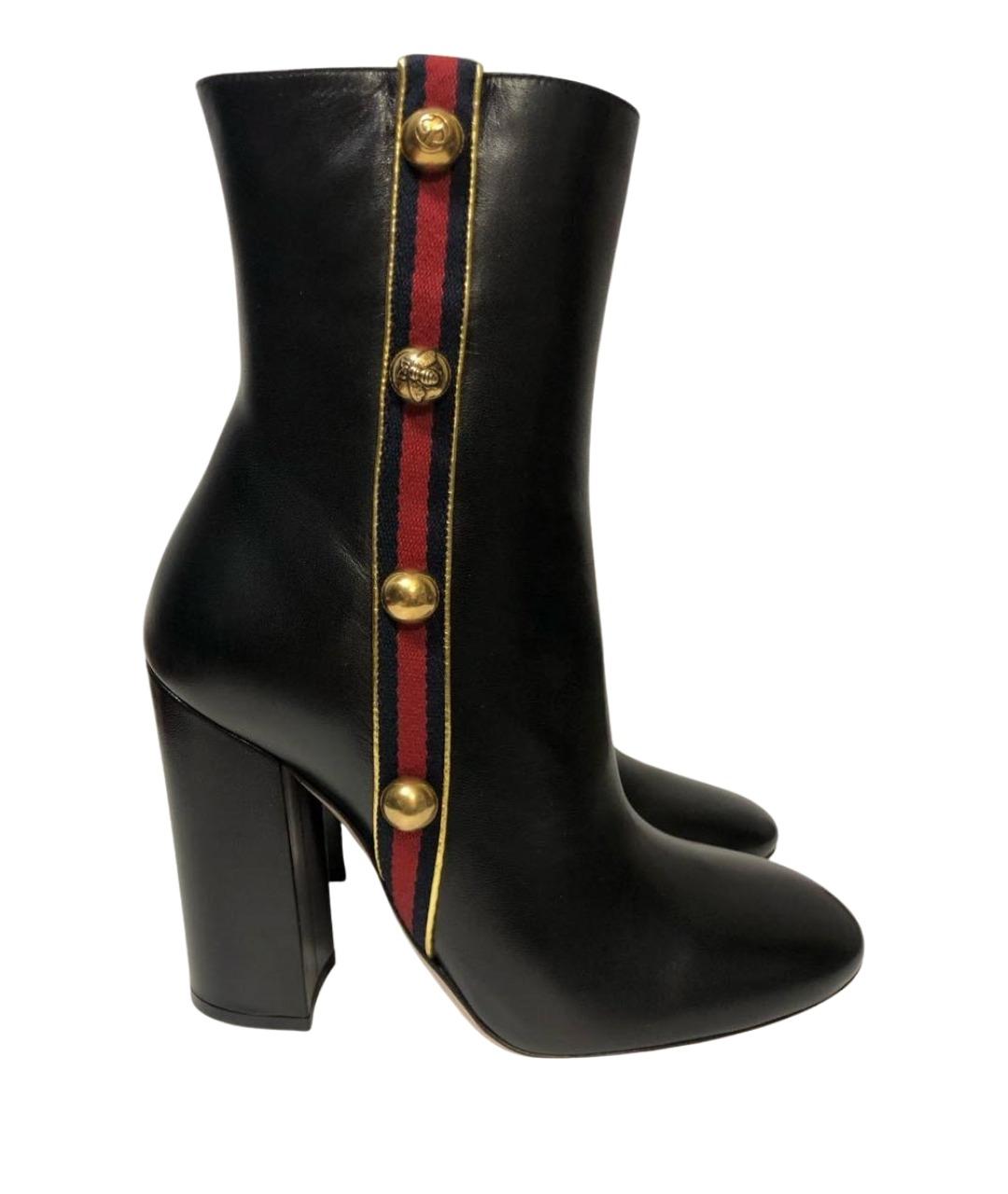 GUCCI Черные кожаные ботильоны, фото 1