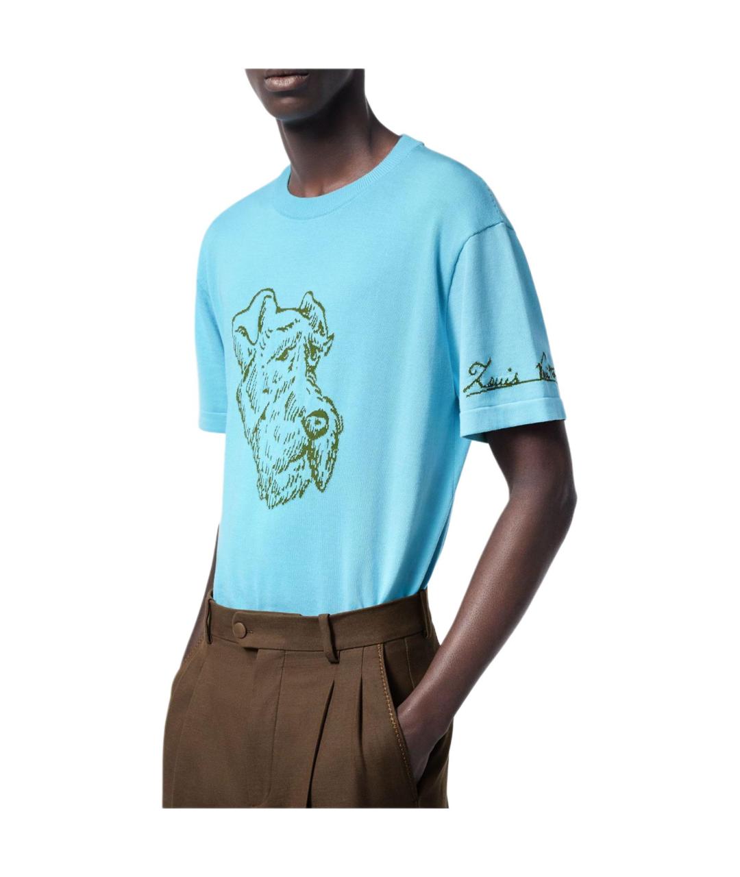LOUIS VUITTON Синяя хлопковая футболка, фото 4
