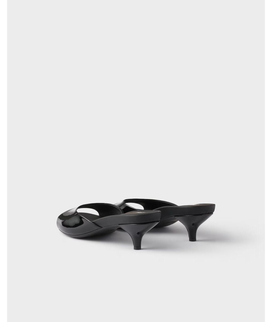 PRADA Черные кожаные босоножки, фото 2