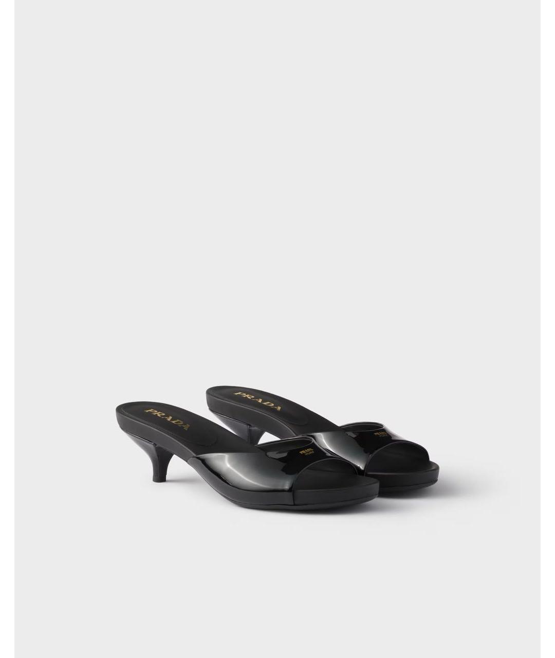 PRADA Черные кожаные босоножки, фото 3