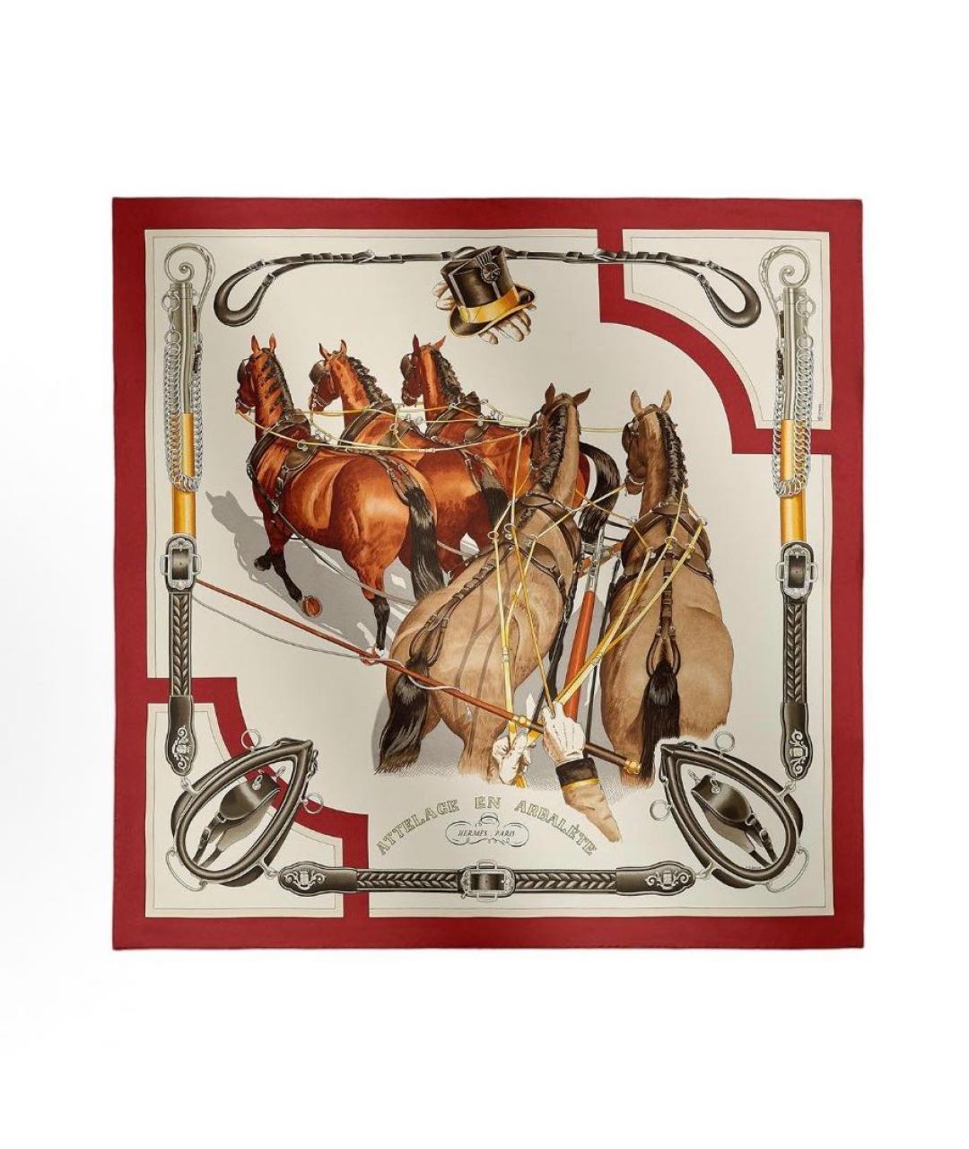 HERMES Мульти шелковый платок, фото 4