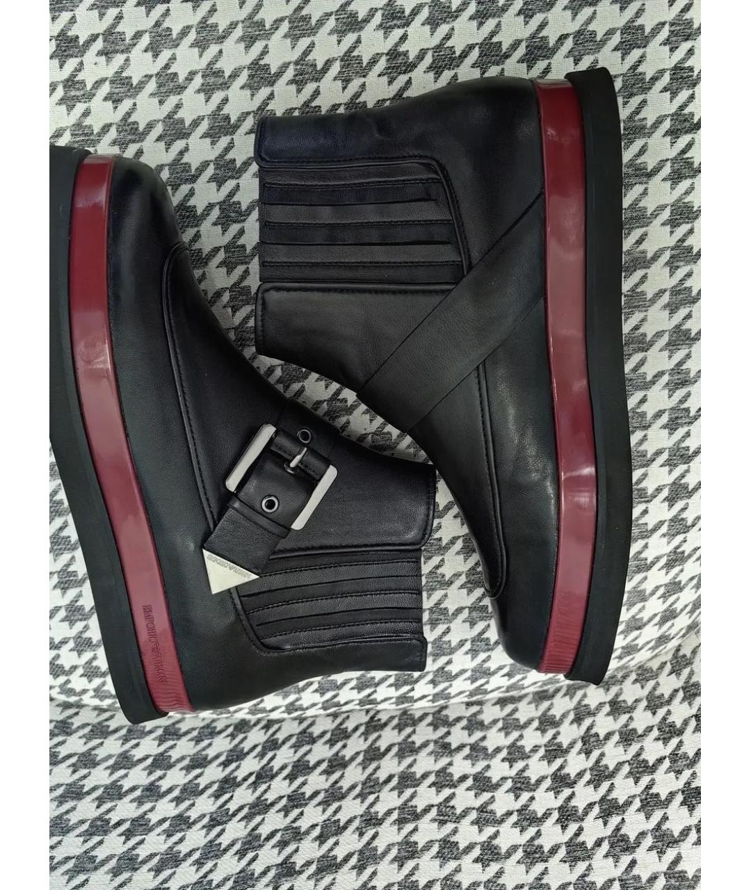 EMPORIO ARMANI Черные кожаные ботинки, фото 8