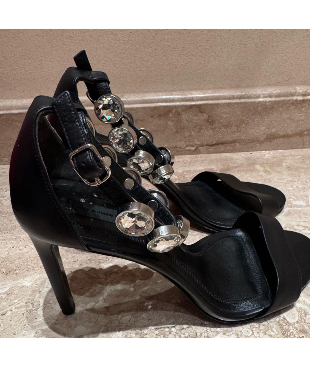 ALEXANDER MCQUEEN Черные кожаные босоножки, фото 6