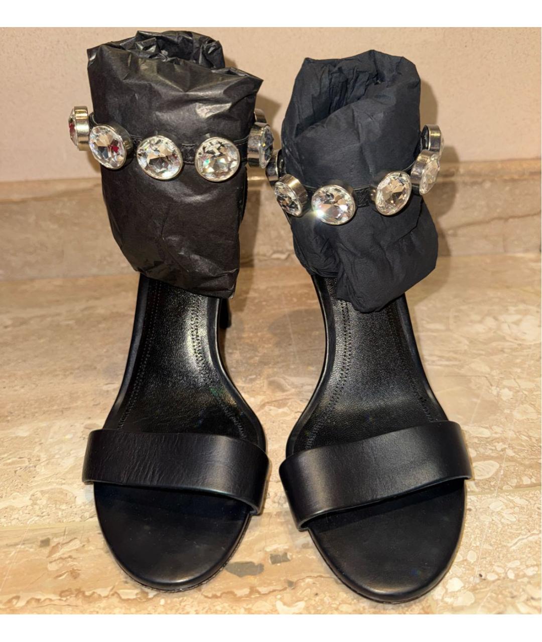 ALEXANDER MCQUEEN Черные кожаные босоножки, фото 4