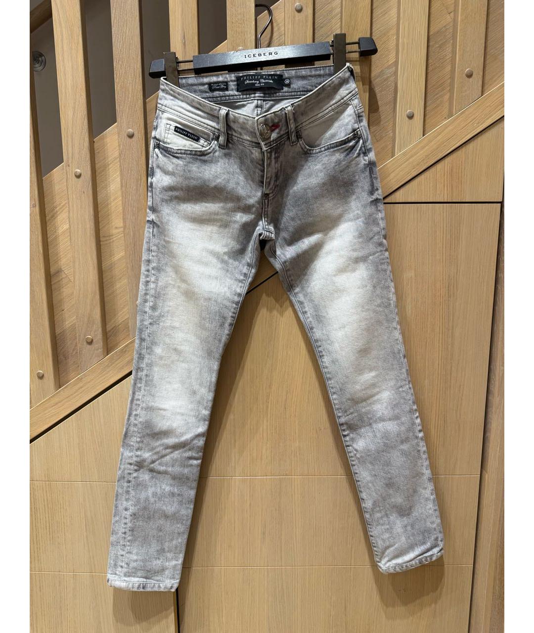 PHILIPP PLEIN Серые хлопковые джинсы слим, фото 6