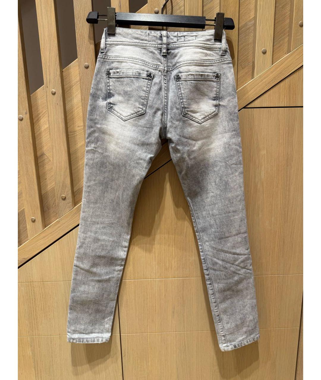 PHILIPP PLEIN Серые хлопковые джинсы слим, фото 2