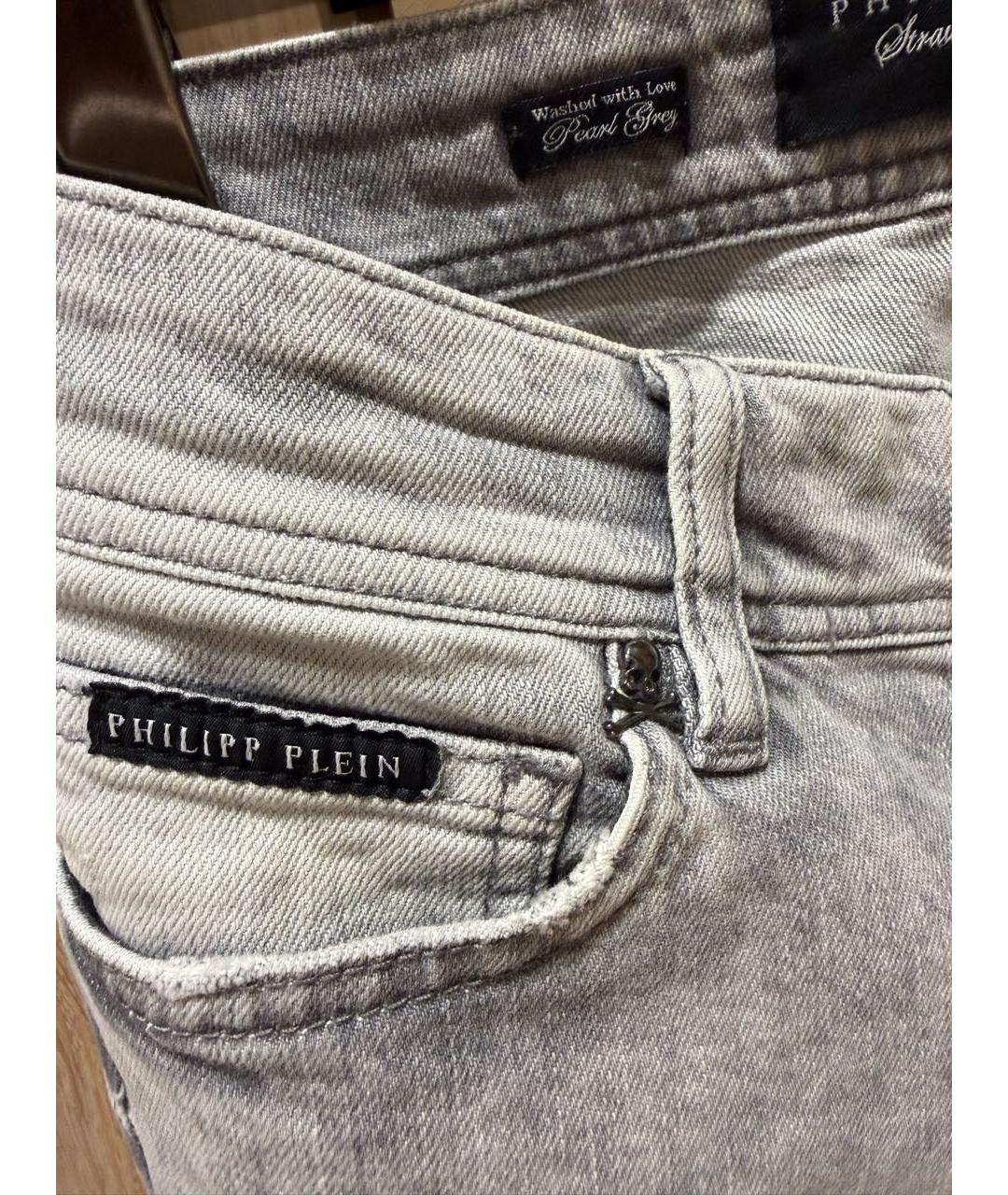 PHILIPP PLEIN Серые хлопковые джинсы слим, фото 4