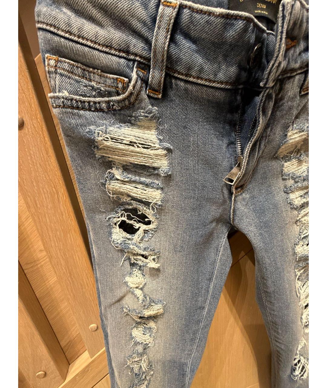DOLCE&GABBANA Синие хлопковые джинсы слим, фото 4
