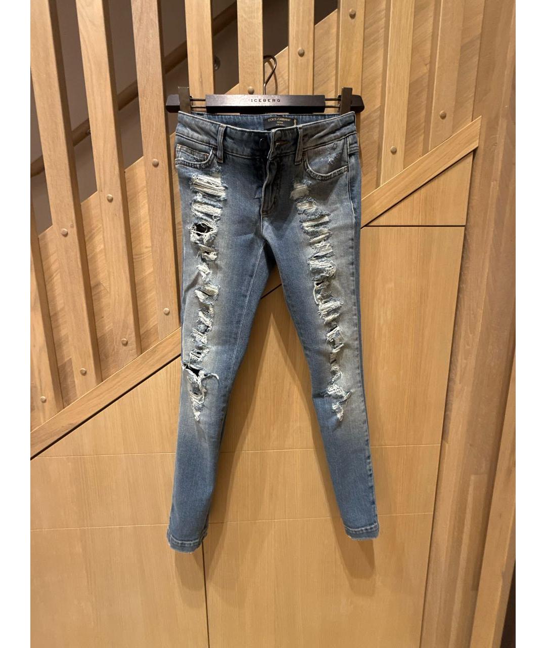 DOLCE&GABBANA Синие хлопковые джинсы слим, фото 5