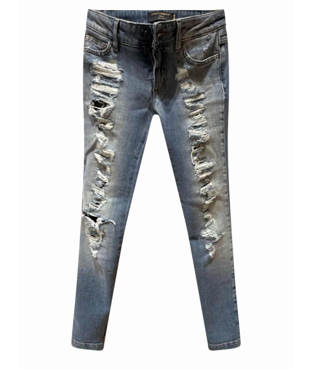 DOLCE&GABBANA Синие хлопковые джинсы слим, фото 1