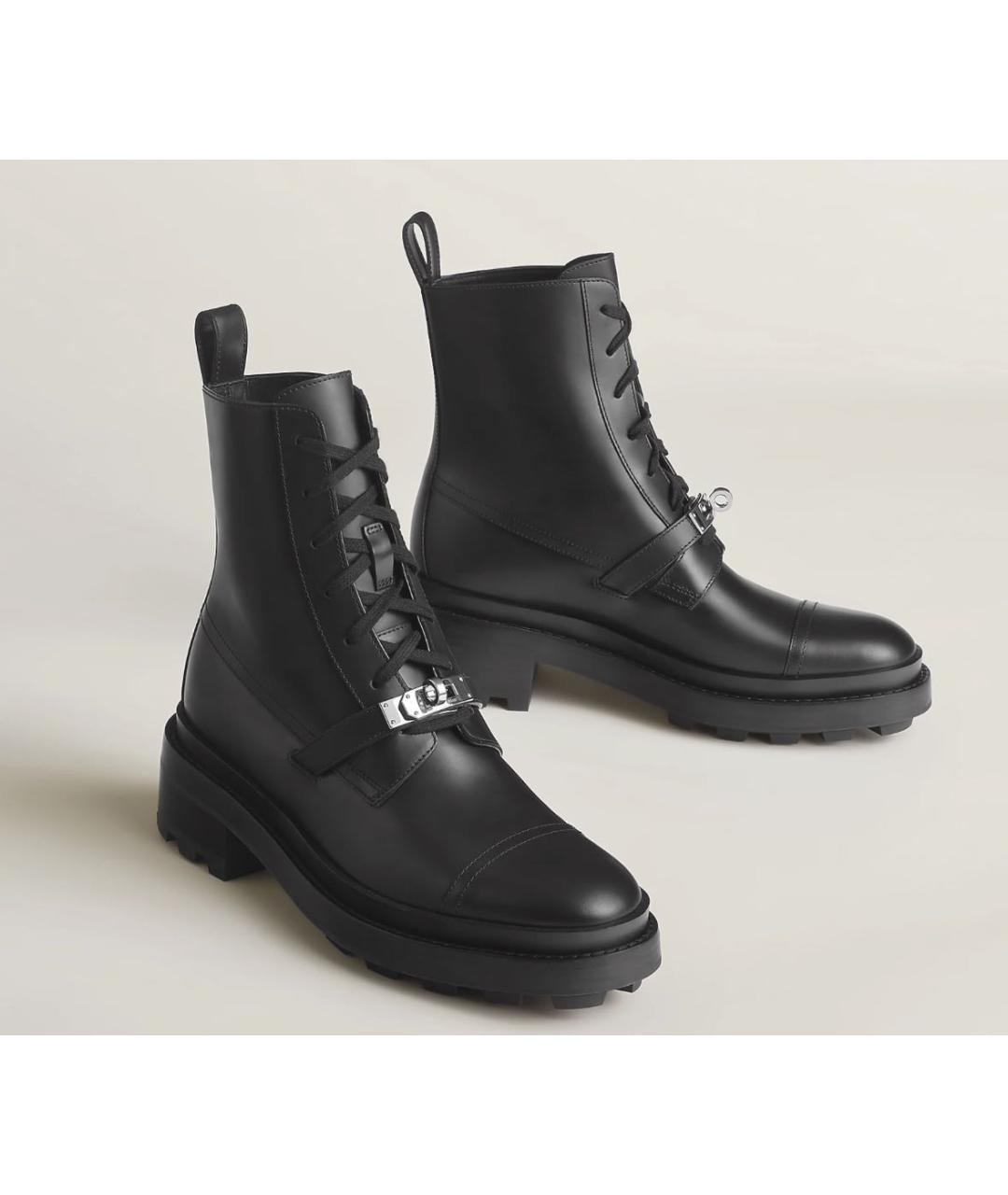 HERMES Черные кожаные ботинки, фото 2