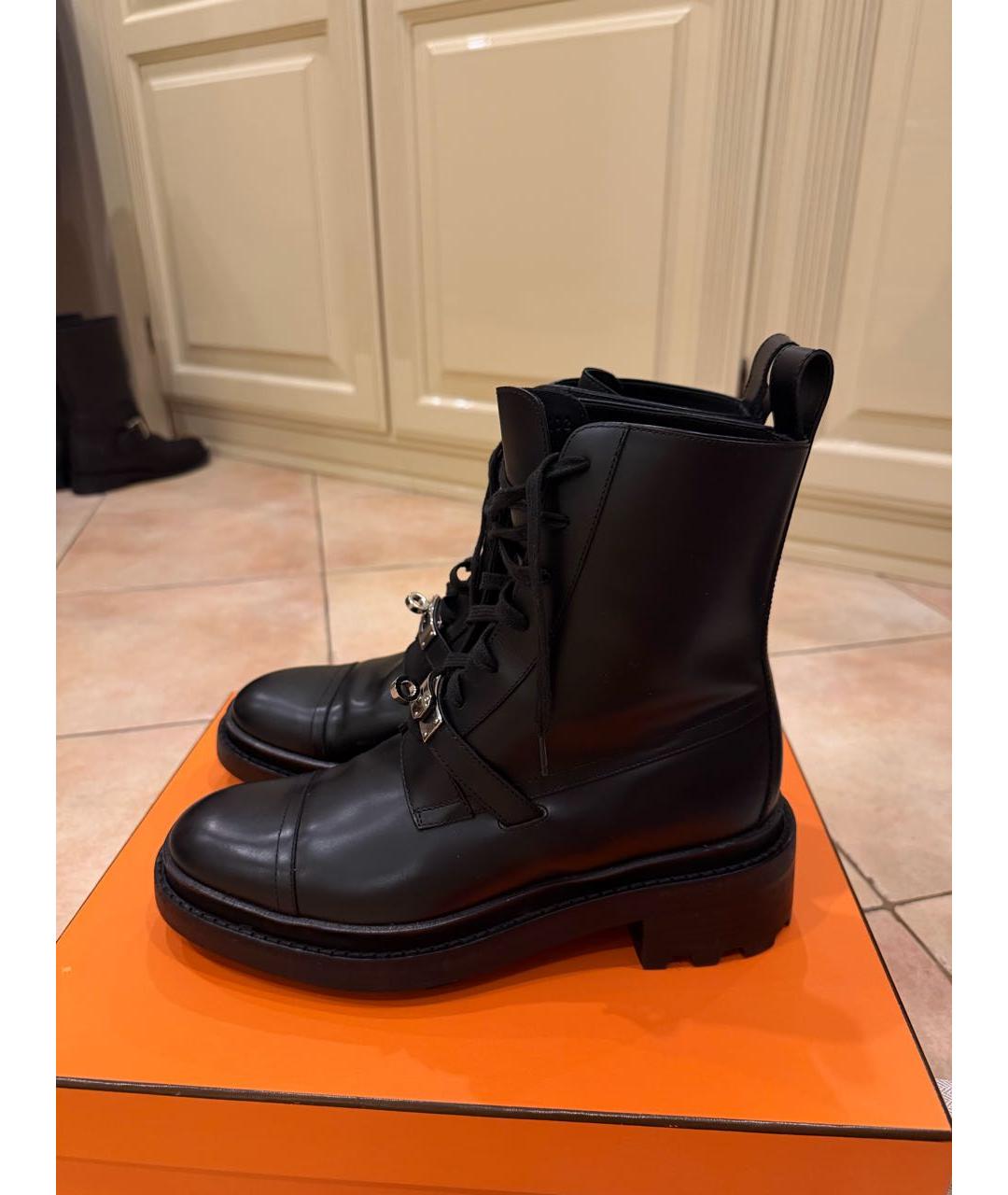 HERMES Черные кожаные ботинки, фото 6