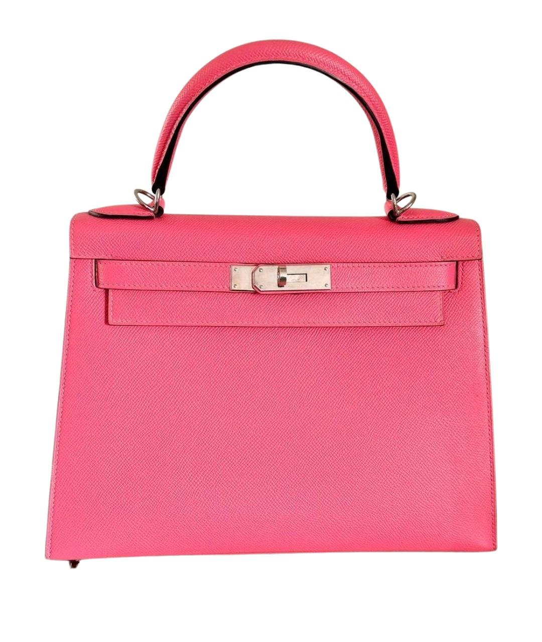 HERMES Розовая кожаная сумка с короткими ручками, фото 9