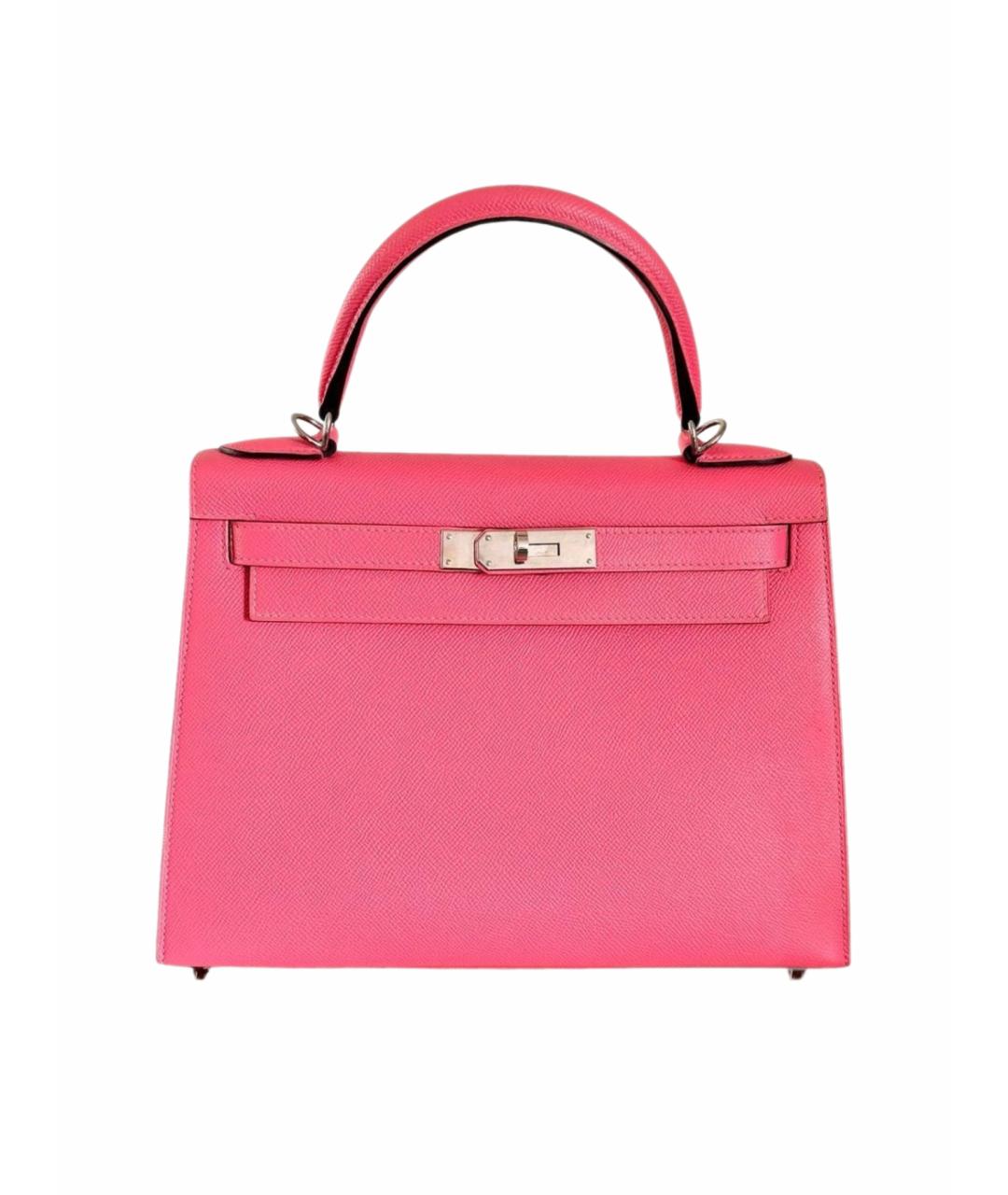 HERMES Розовая кожаная сумка с короткими ручками, фото 1