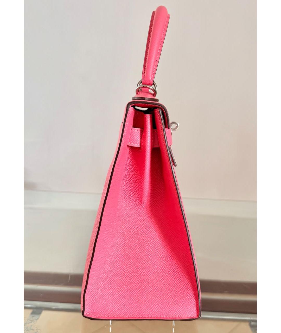 HERMES Розовая кожаная сумка с короткими ручками, фото 7