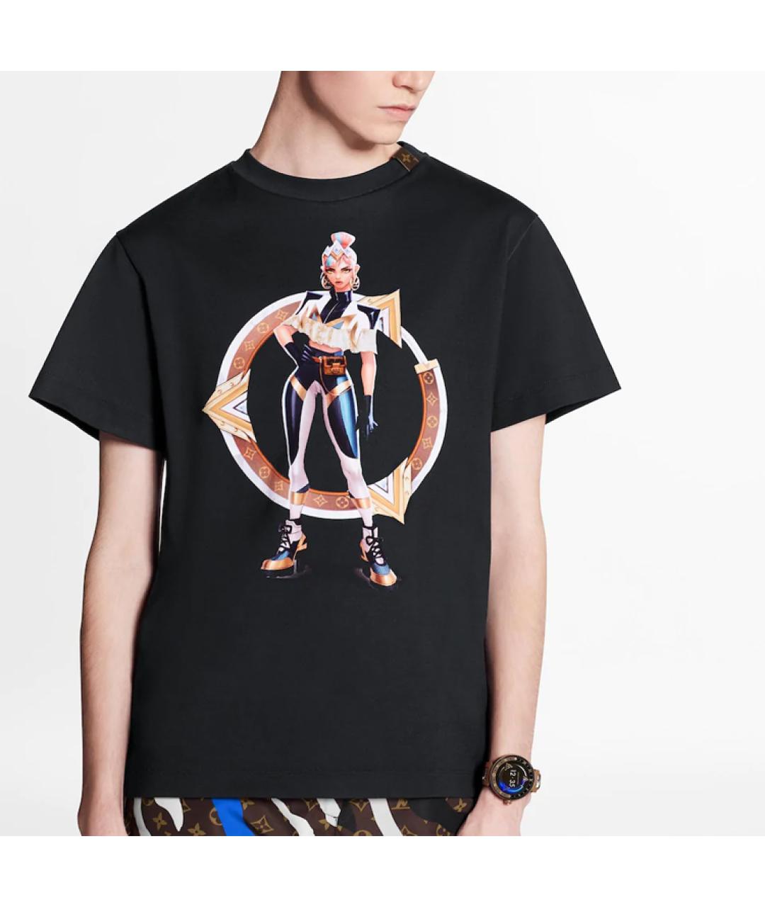 LOUIS VUITTON Черная хлопковая футболка, фото 4