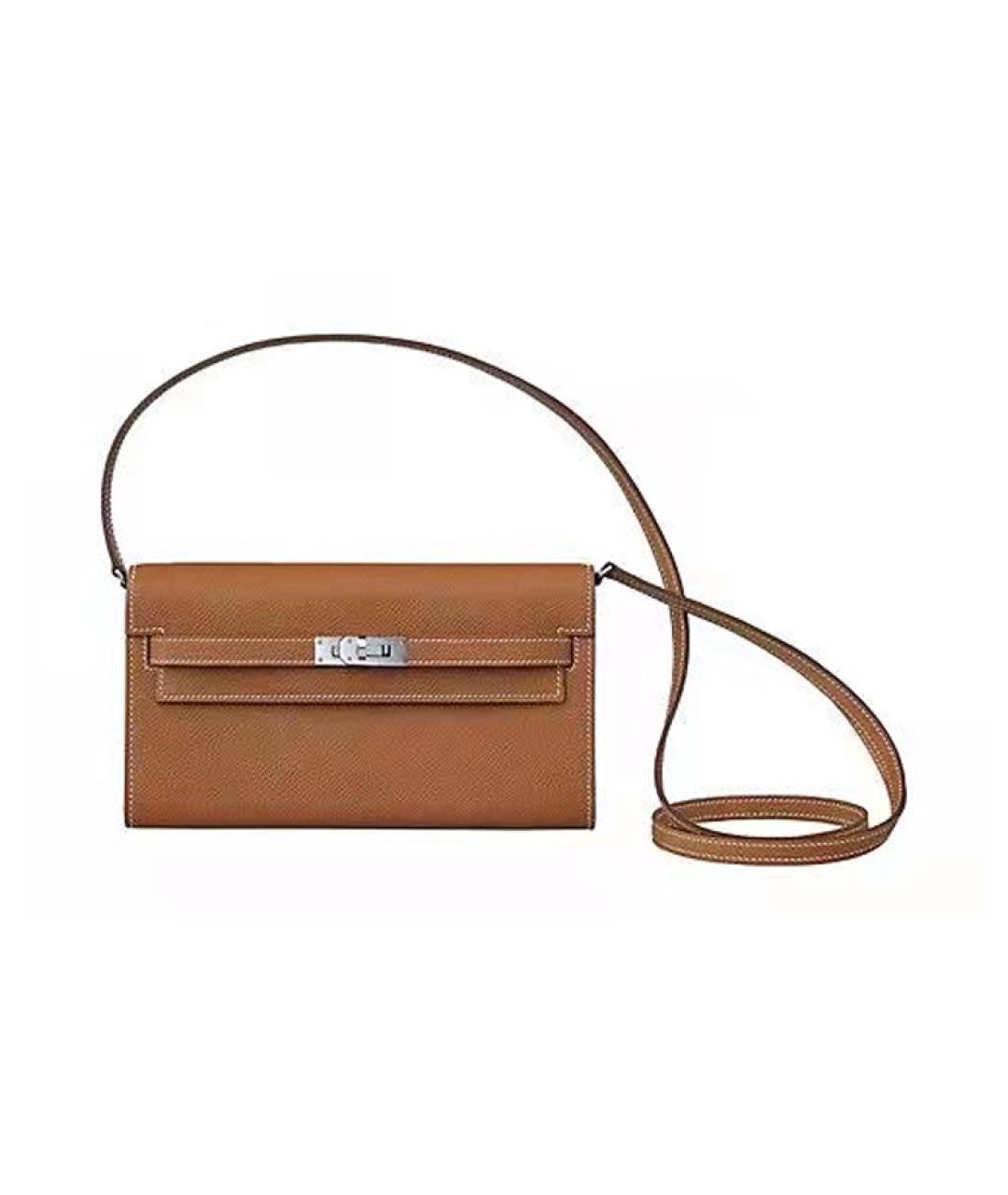 HERMES Коричневая кожаная сумка через плечо, фото 6