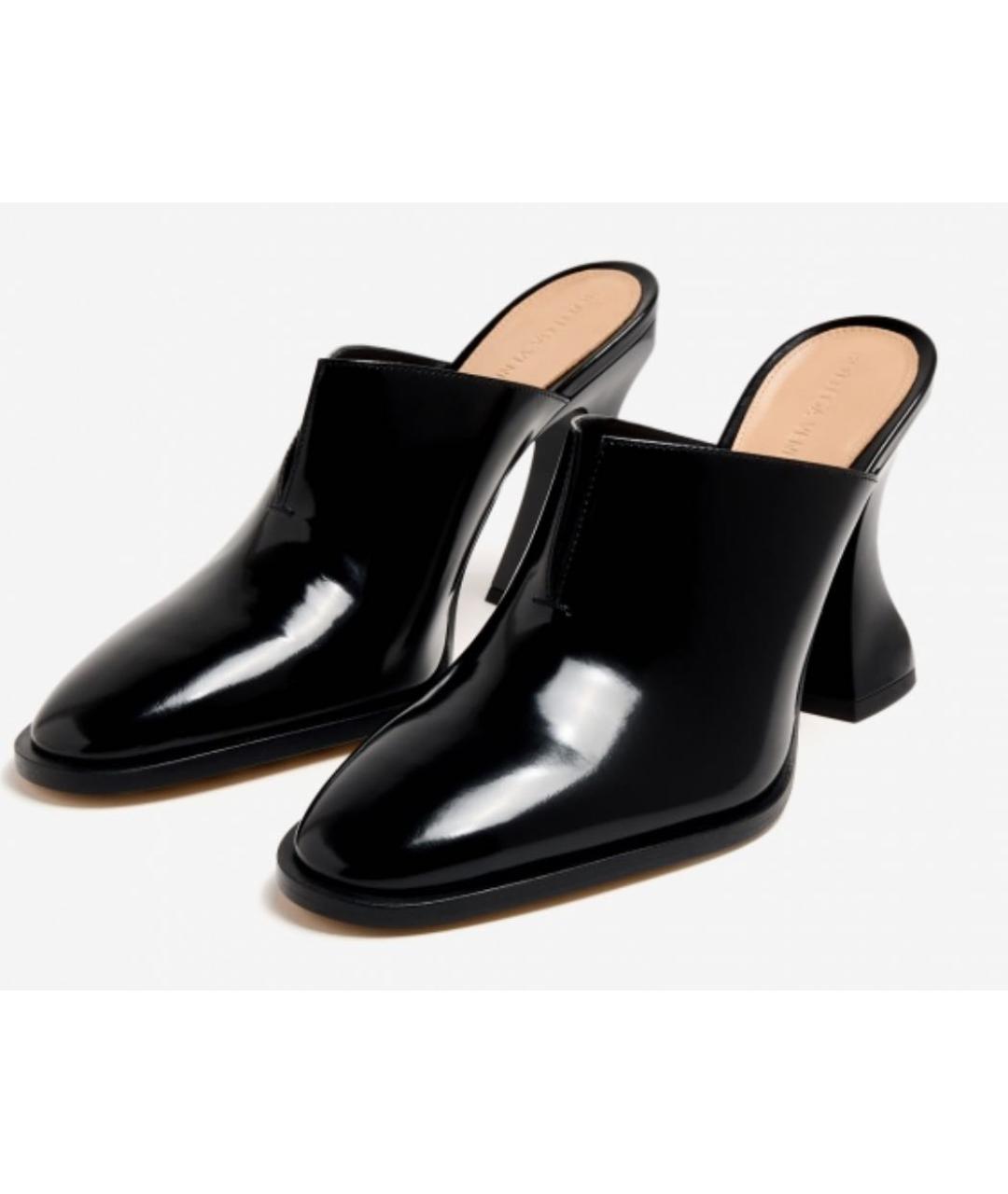 BOTTEGA VENETA Черные сабо из лакированной кожи, фото 2