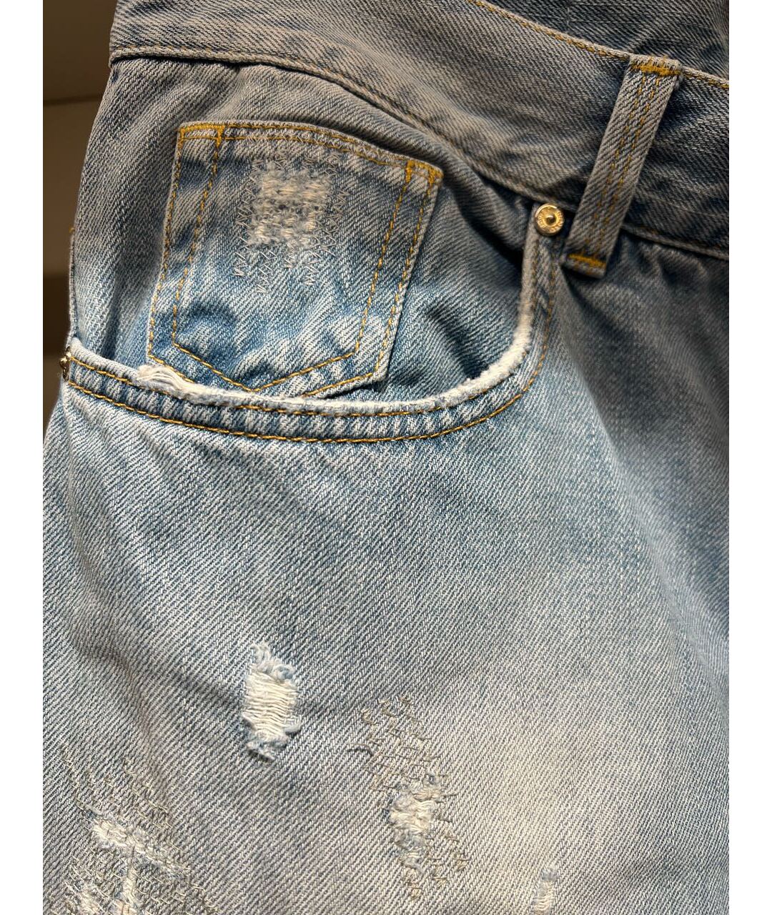 PINKO Голубые хлопковые прямые джинсы, фото 4