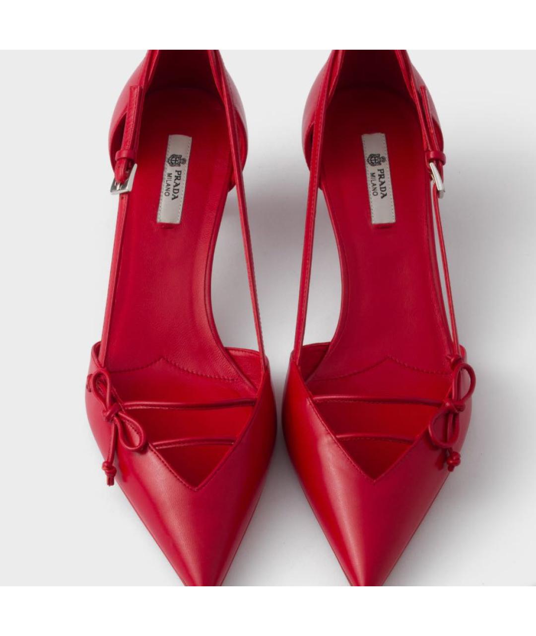 PRADA Красные кожаные туфли, фото 4