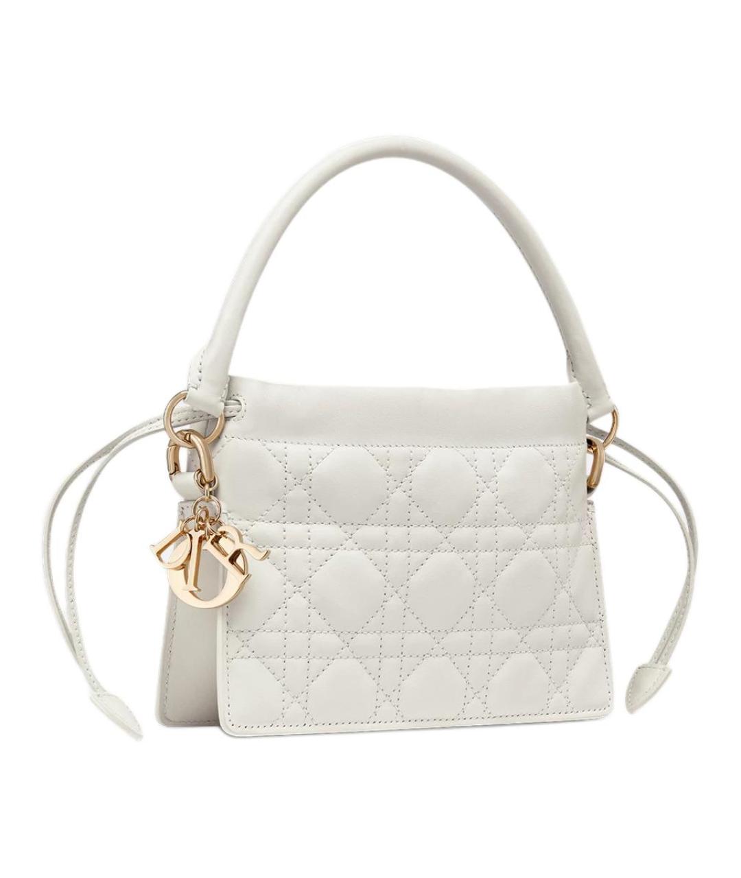 CHRISTIAN DIOR Белая кожаная сумка через плечо, фото 3