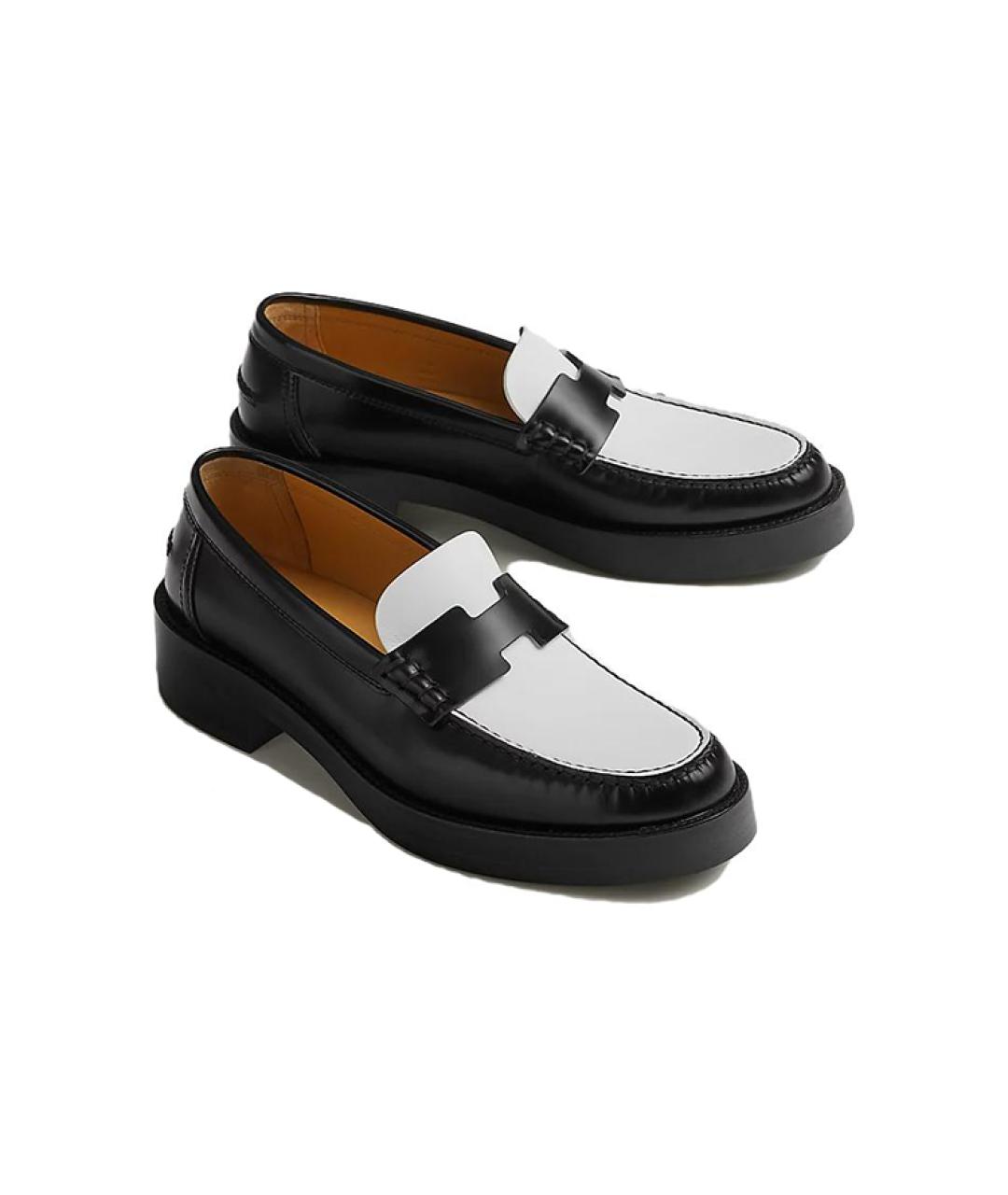 HERMES Черные кожаные лоферы, фото 4