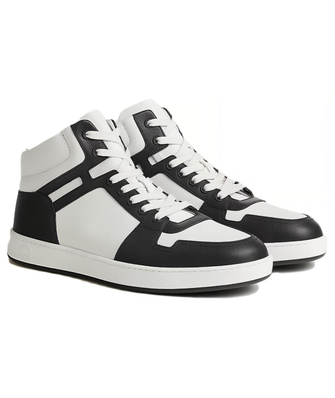 HERMES Белые кожаные высокие кроссовки / кеды, фото 3