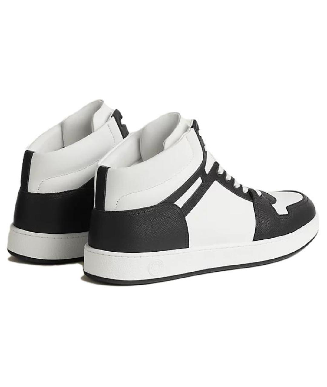 HERMES Белые кожаные высокие кроссовки / кеды, фото 4