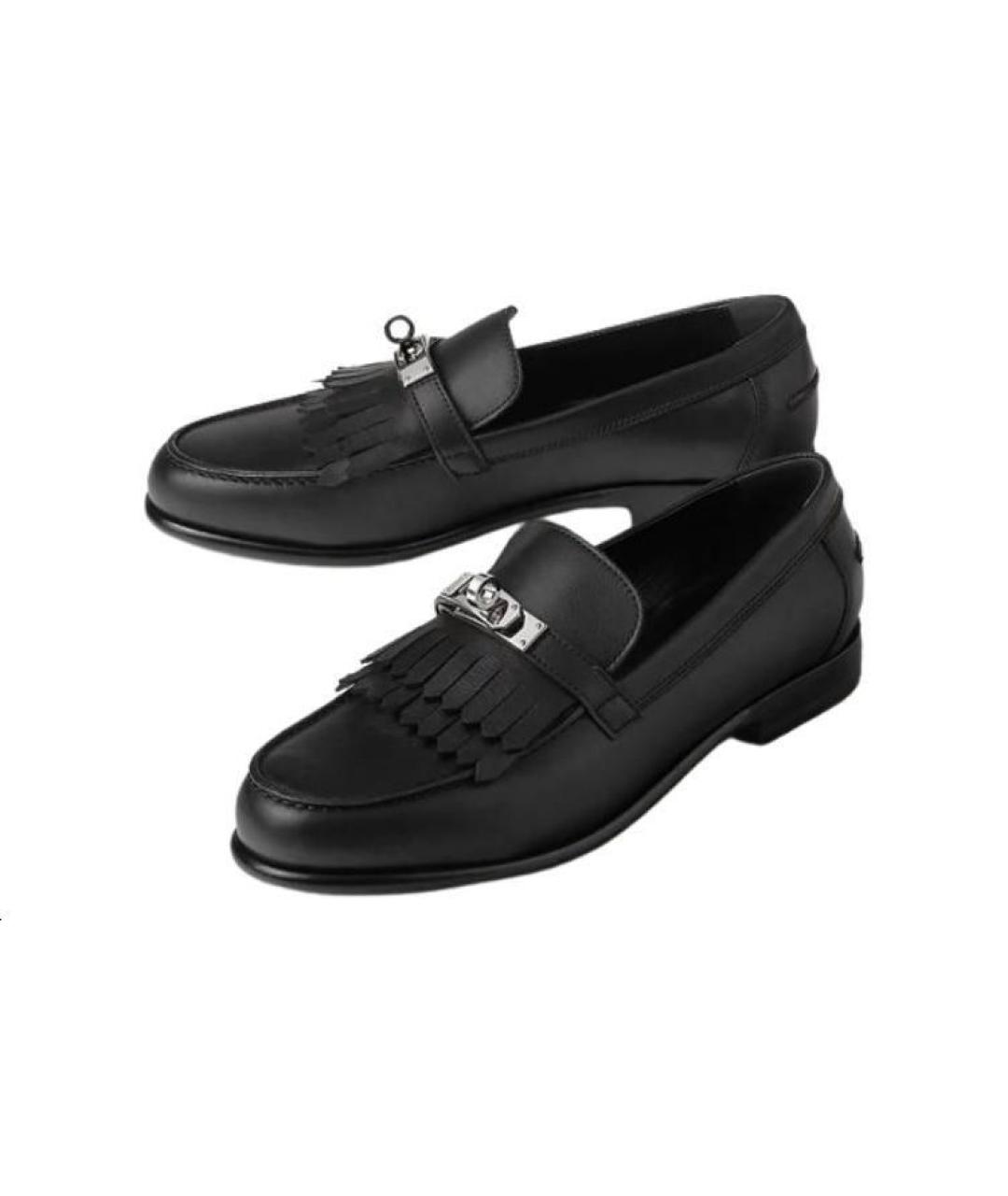 HERMES Черные кожаные лоферы, фото 3