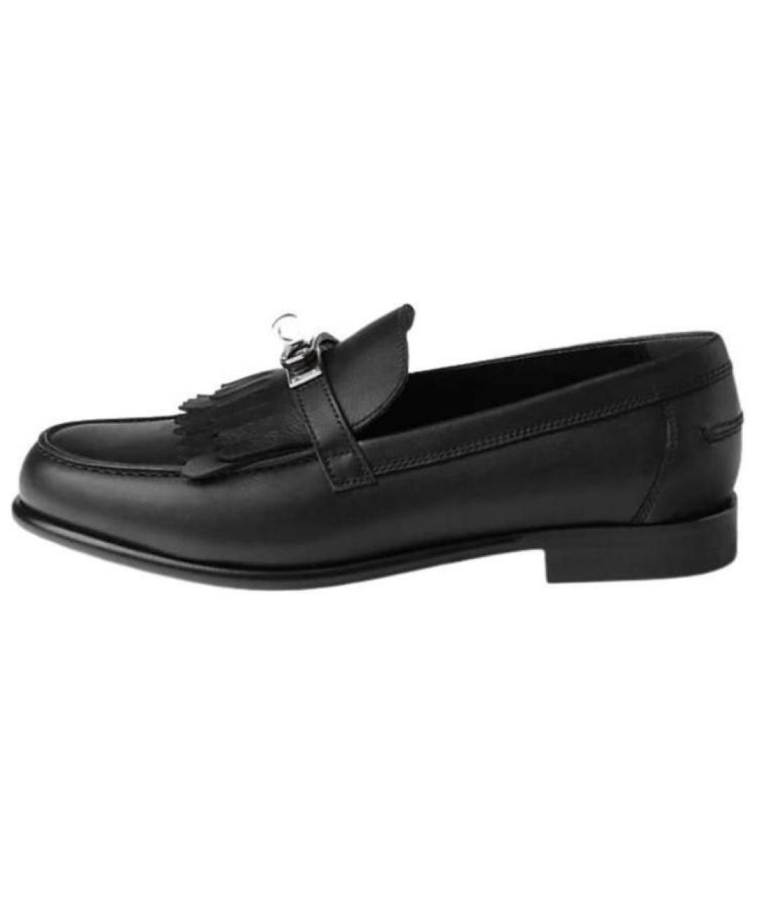 HERMES Черные кожаные лоферы, фото 2