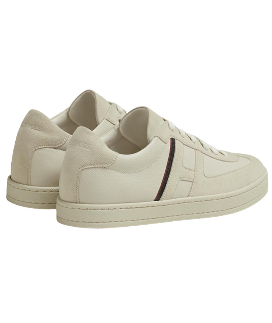 HERMES Бежевые кожаные низкие кроссовки / кеды, фото 4