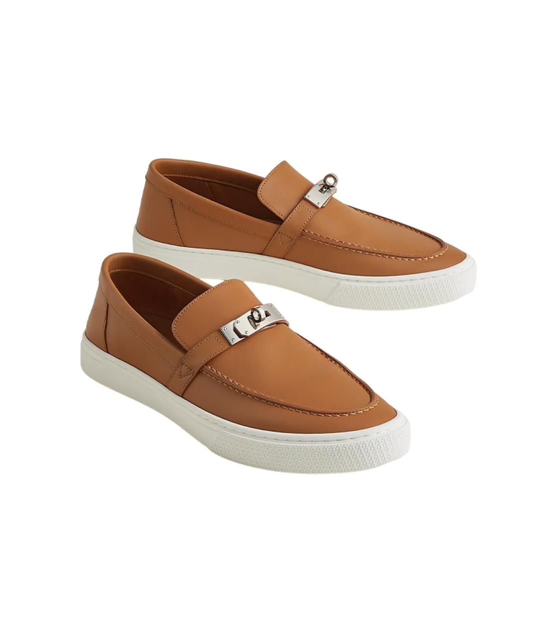 HERMES Коричневые кожаные лоферы, фото 5