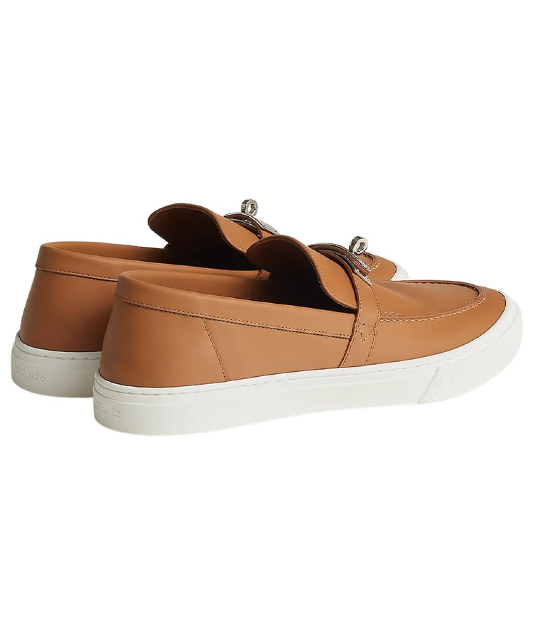 HERMES Коричневые кожаные лоферы, фото 4