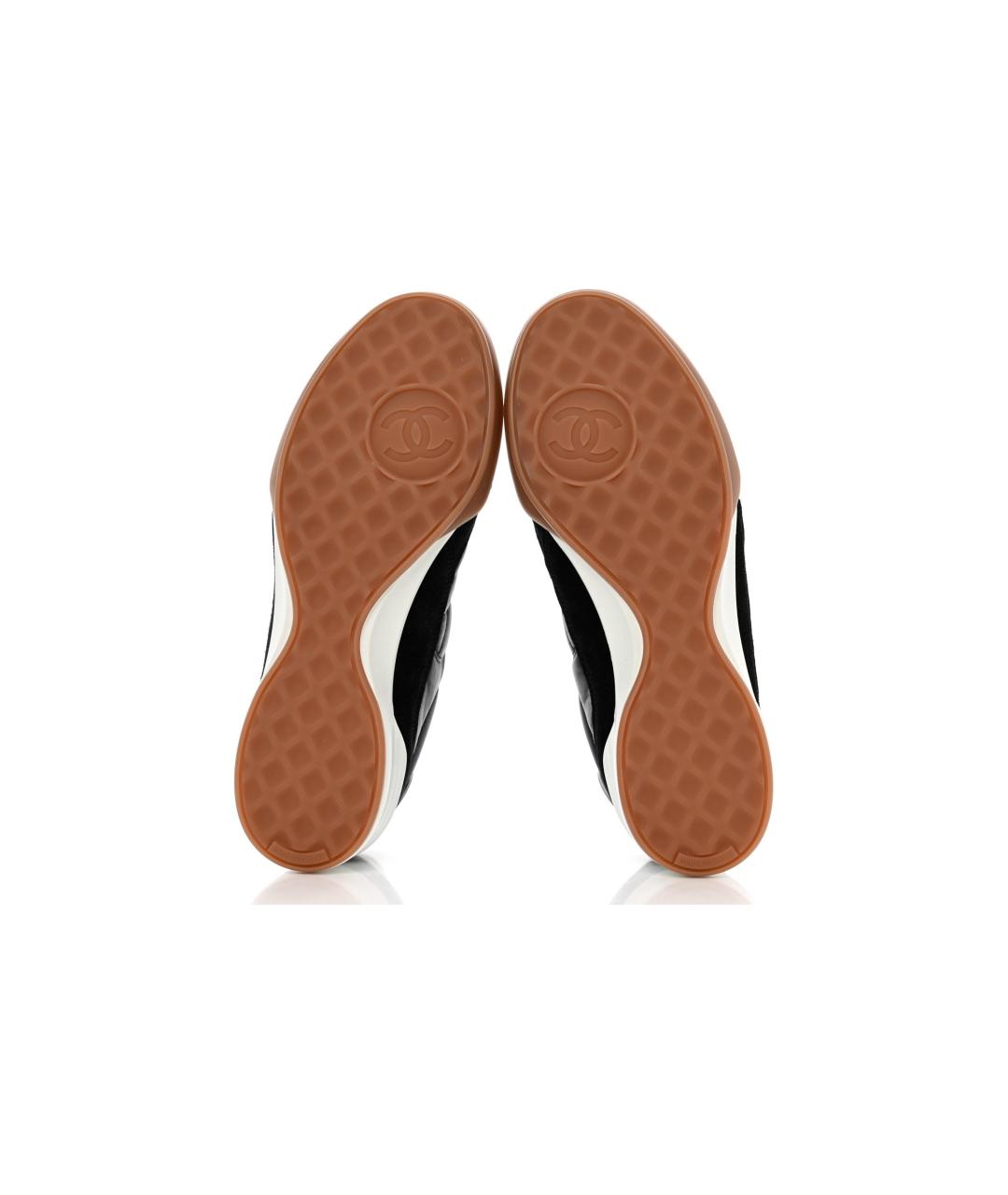 CHANEL Черные кожаные кроссовки, фото 5