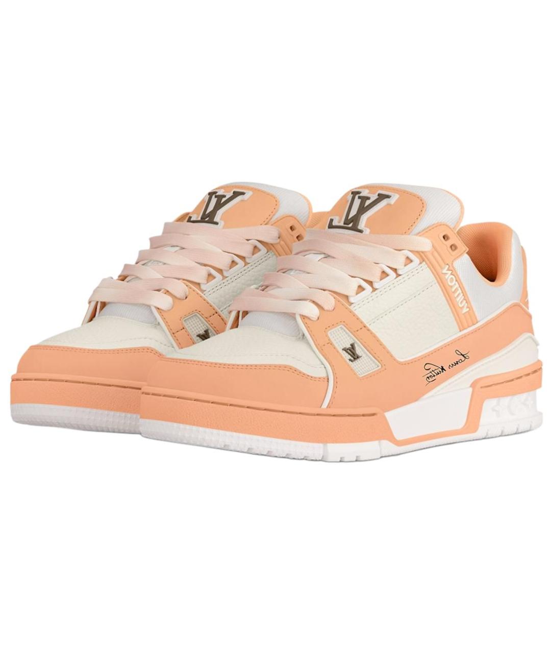 LOUIS VUITTON Оранжевое кожаные кроссовки, фото 3