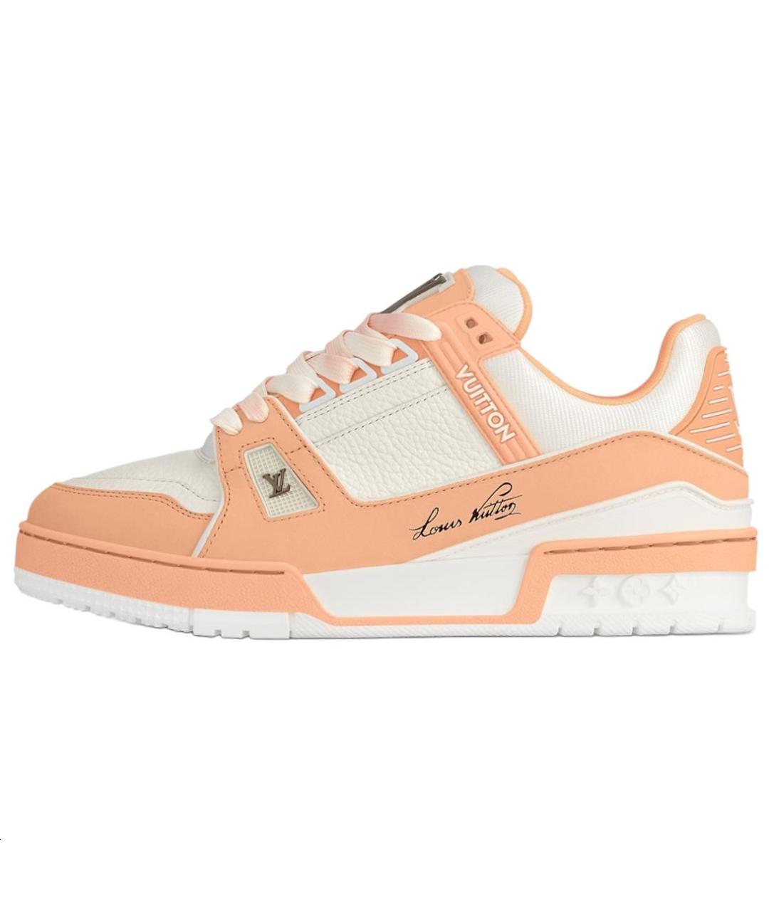 LOUIS VUITTON Оранжевое кожаные кроссовки, фото 2