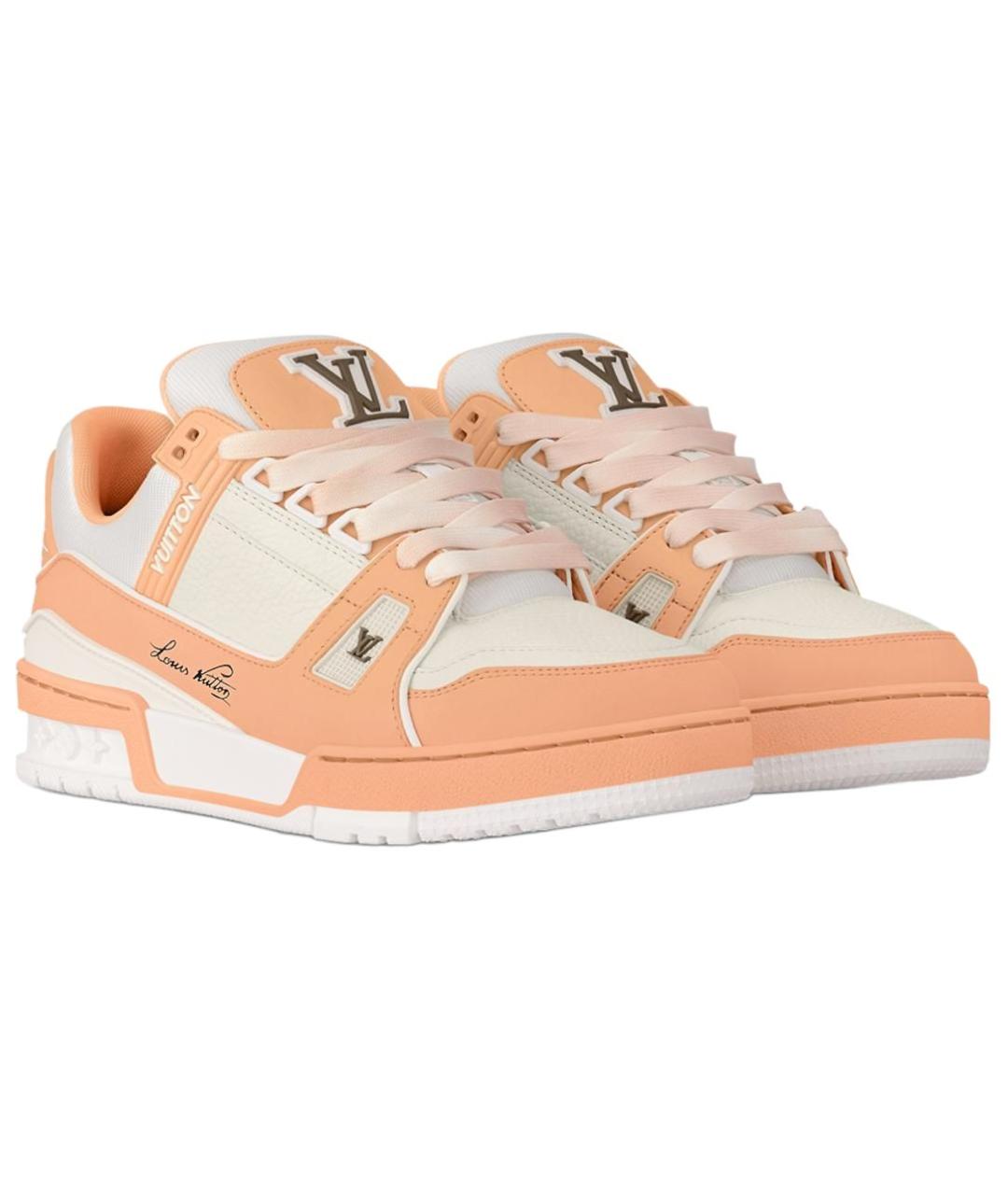 LOUIS VUITTON Оранжевое кожаные кроссовки, фото 4