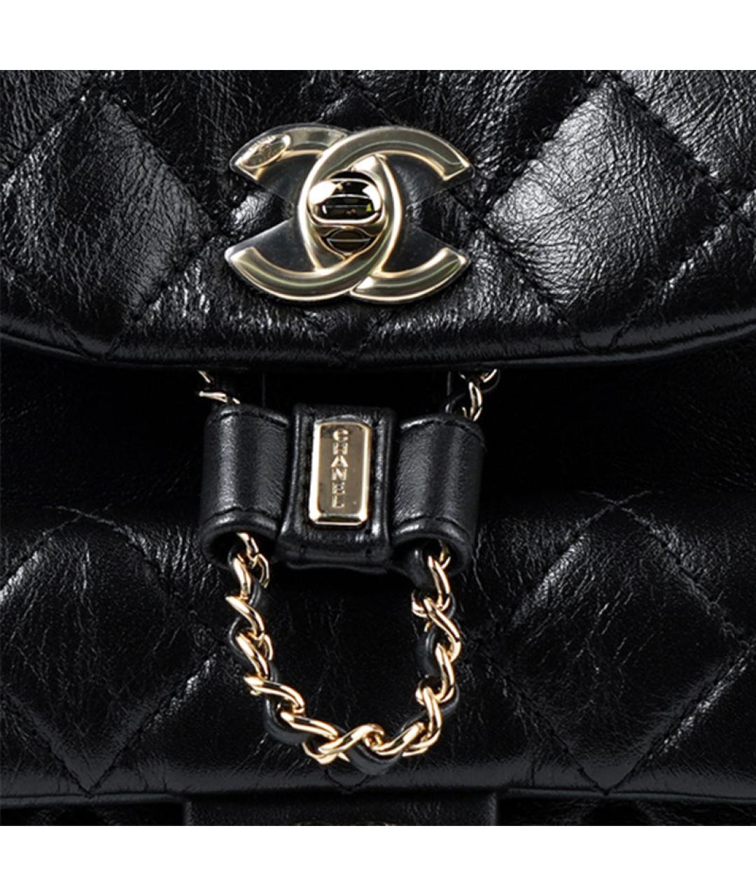 CHANEL Черный кожаный рюкзак, фото 4