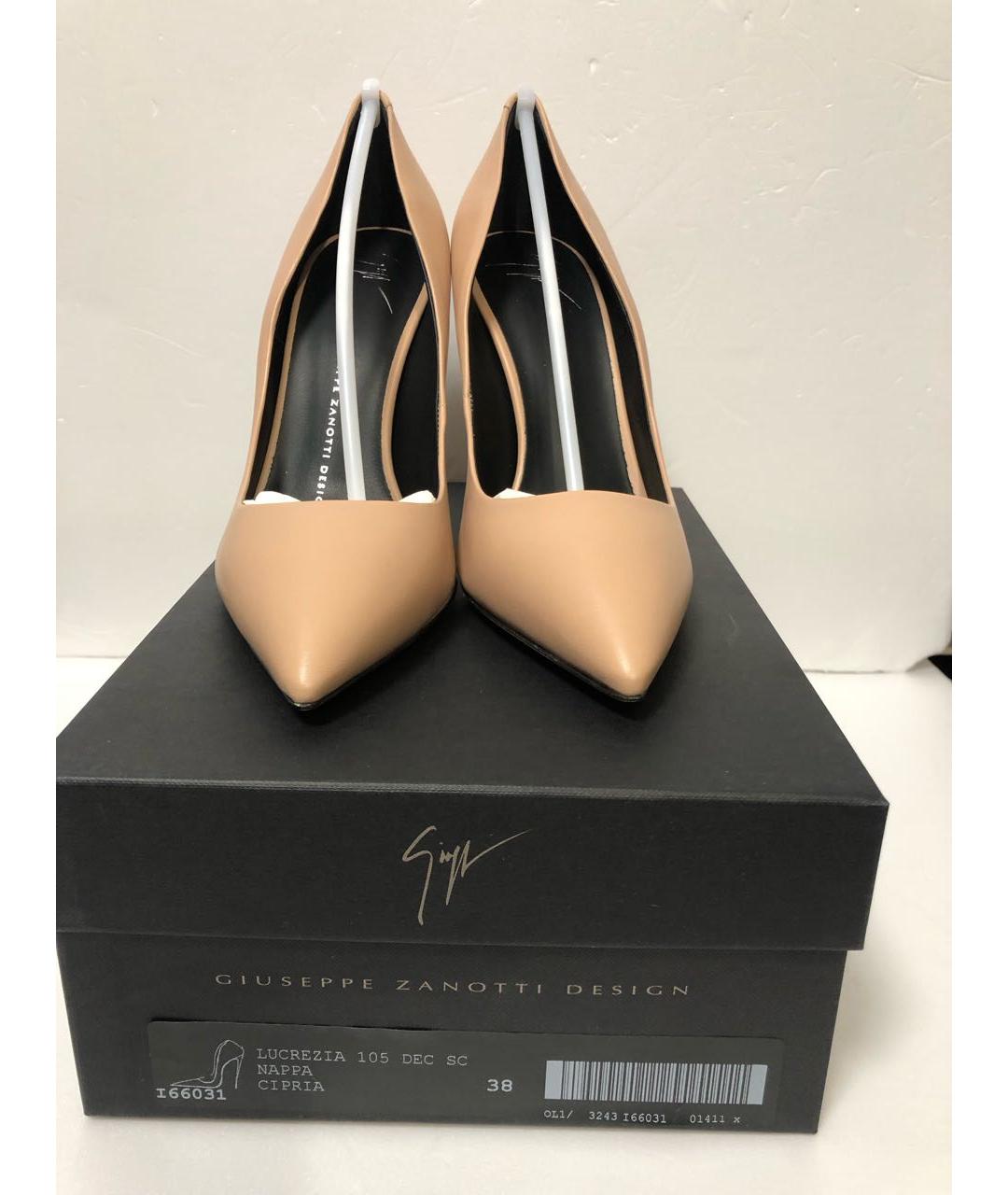 GIUSEPPE ZANOTTI DESIGN Бежевые кожаные туфли, фото 6