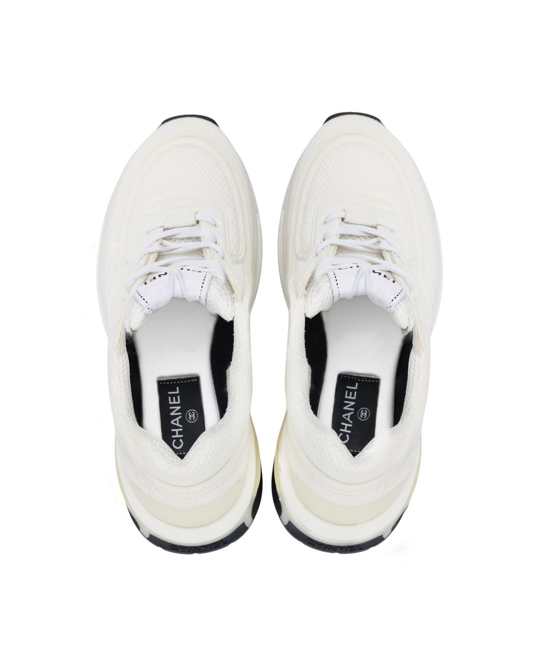 CHANEL Белые кожаные кроссовки, фото 3