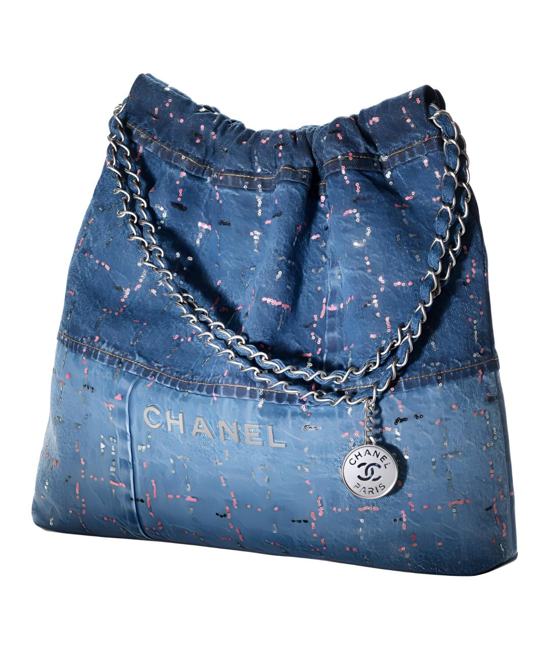 CHANEL Синяя деним сумка через плечо, фото 2