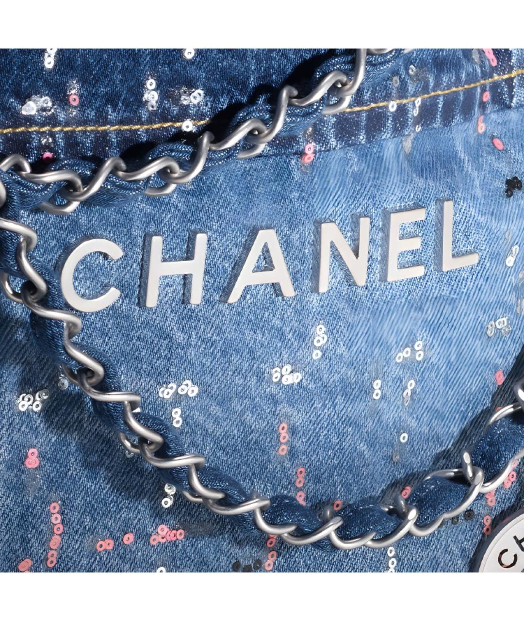 CHANEL Синяя деним сумка через плечо, фото 3