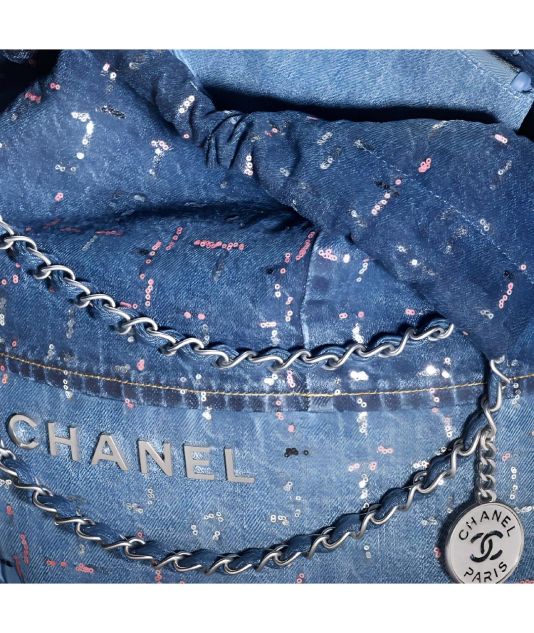 CHANEL Синяя деним сумка через плечо, фото 4