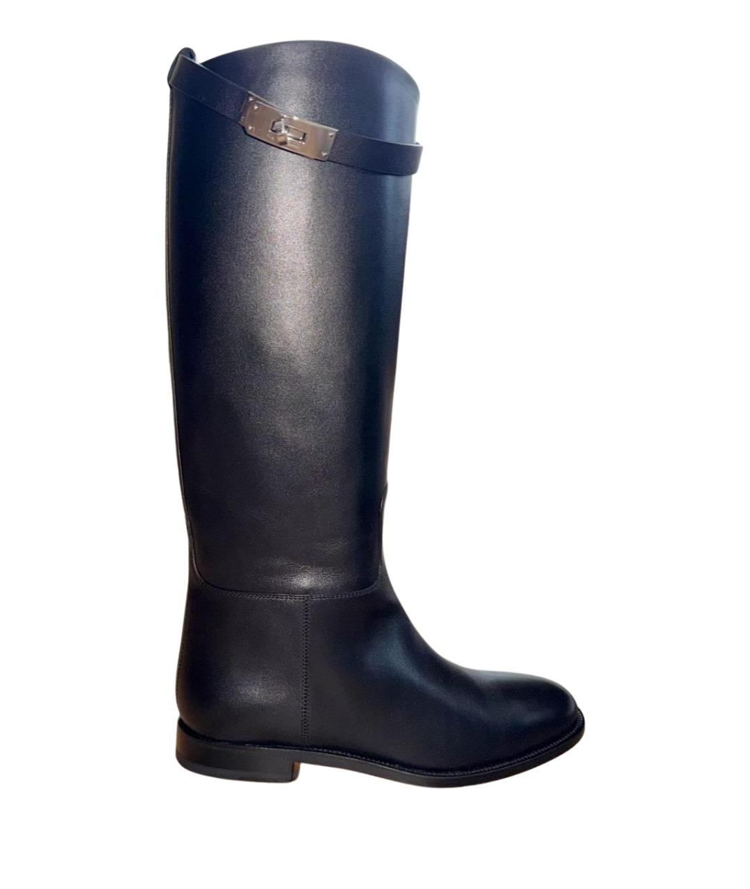 HERMES Черные кожаные ботинки, фото 1