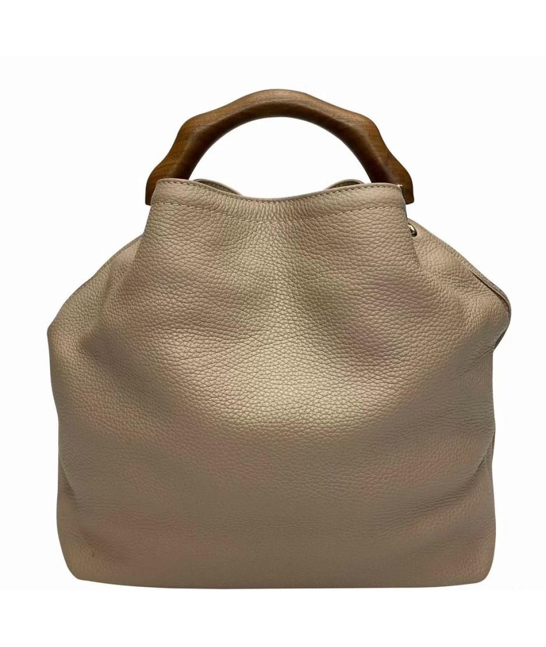 CAROLINA HERRERA Бежевая кожаная сумка через плечо, фото 2