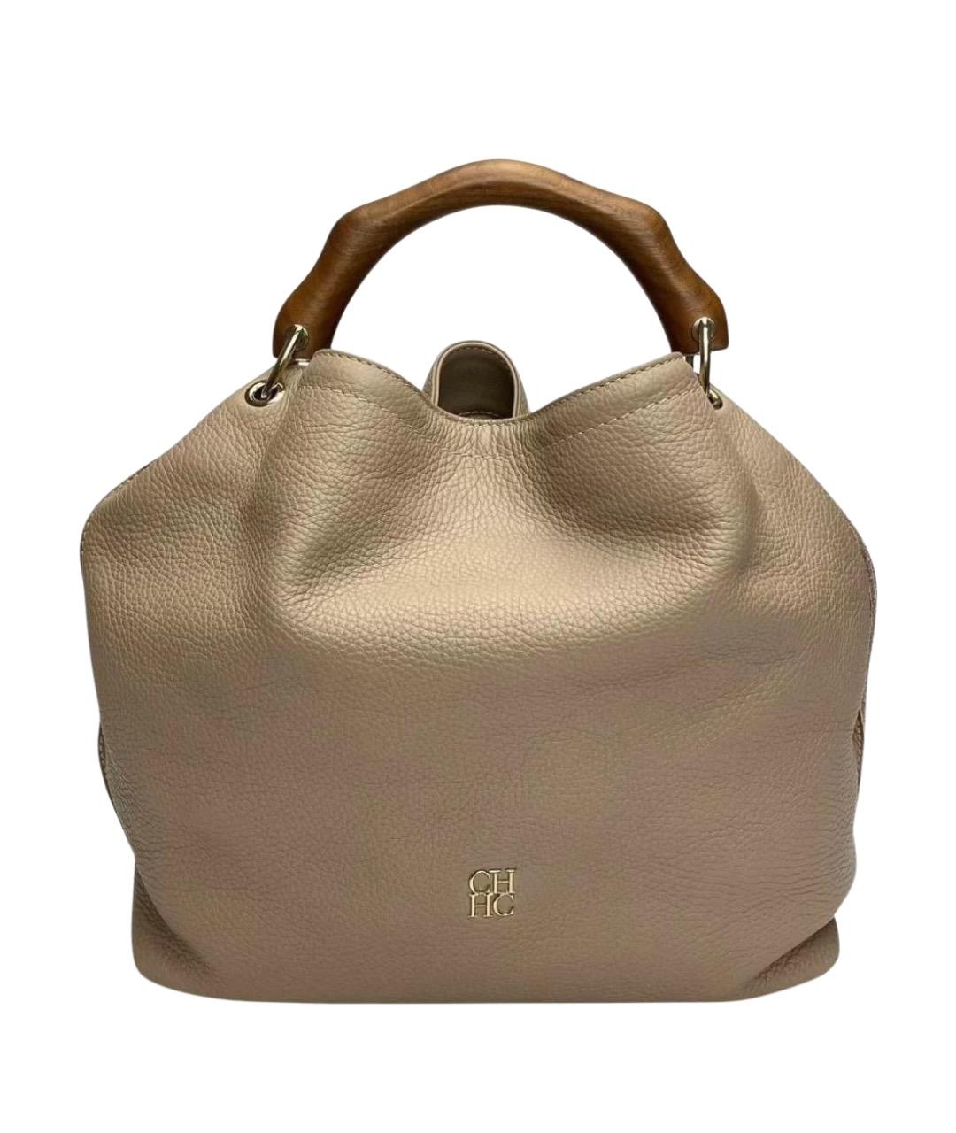 CAROLINA HERRERA Бежевая кожаная сумка через плечо, фото 1