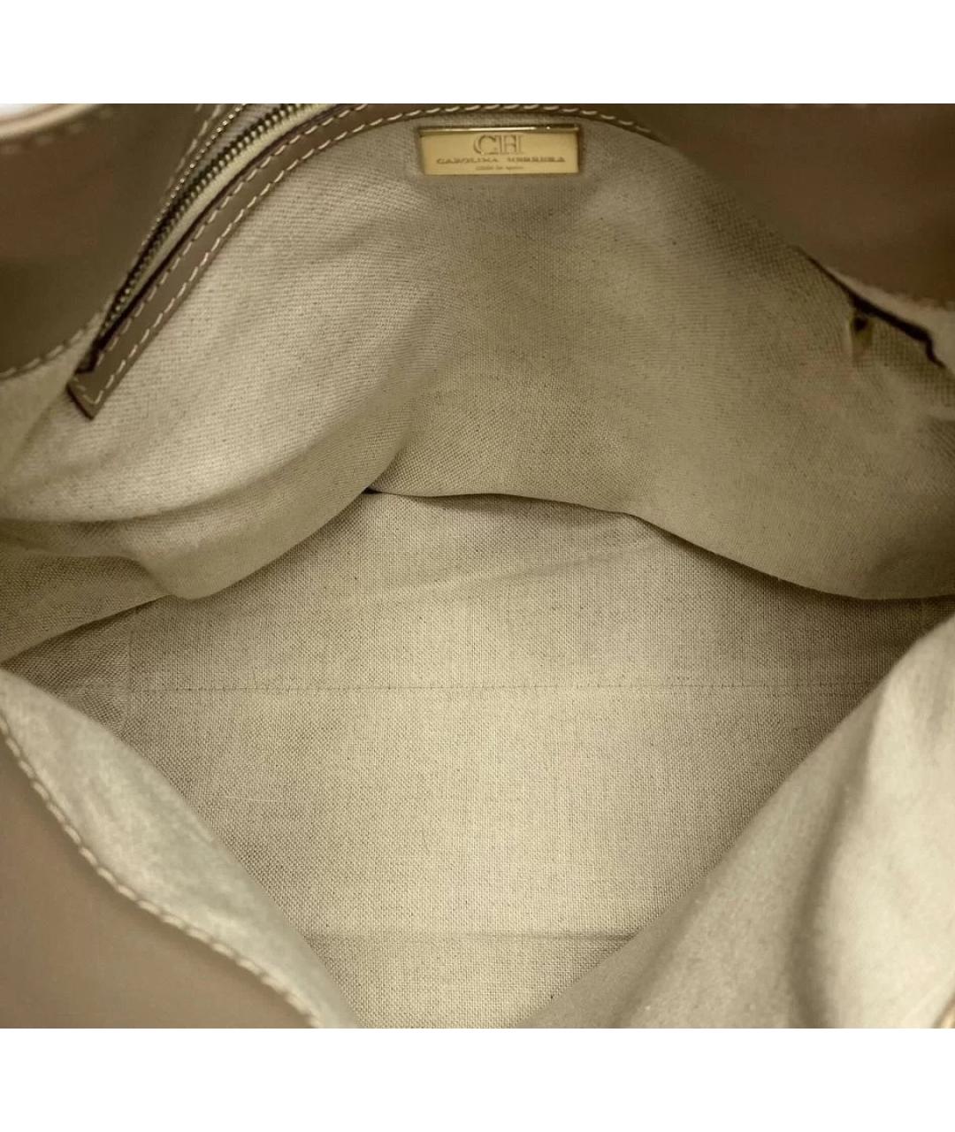 CAROLINA HERRERA Бежевая кожаная сумка через плечо, фото 7