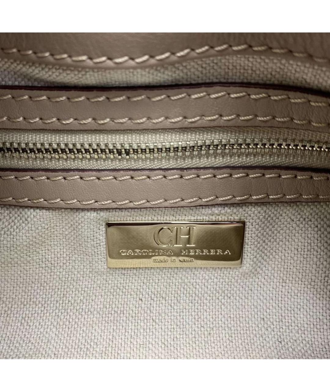 CAROLINA HERRERA Бежевая кожаная сумка через плечо, фото 8