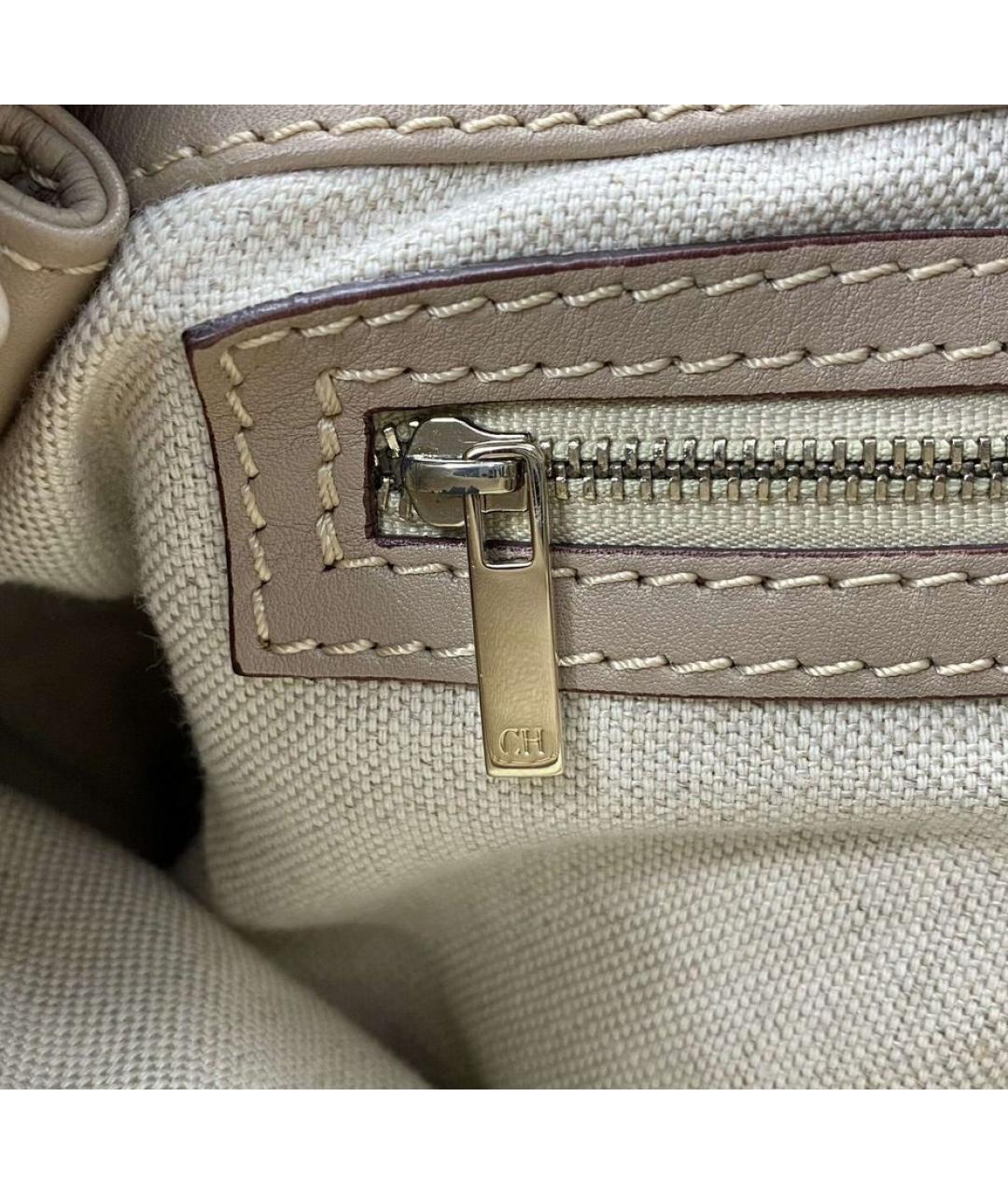 CAROLINA HERRERA Бежевая кожаная сумка через плечо, фото 9