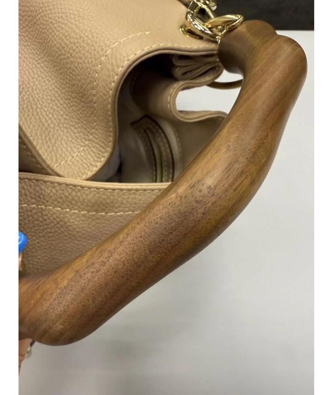 CAROLINA HERRERA Бежевая кожаная сумка через плечо, фото 6